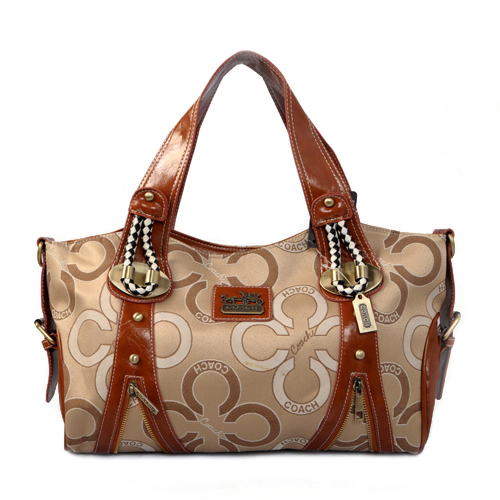 Coach Logo Monogram Medium Khaki Totes EJP - Click Image to Close